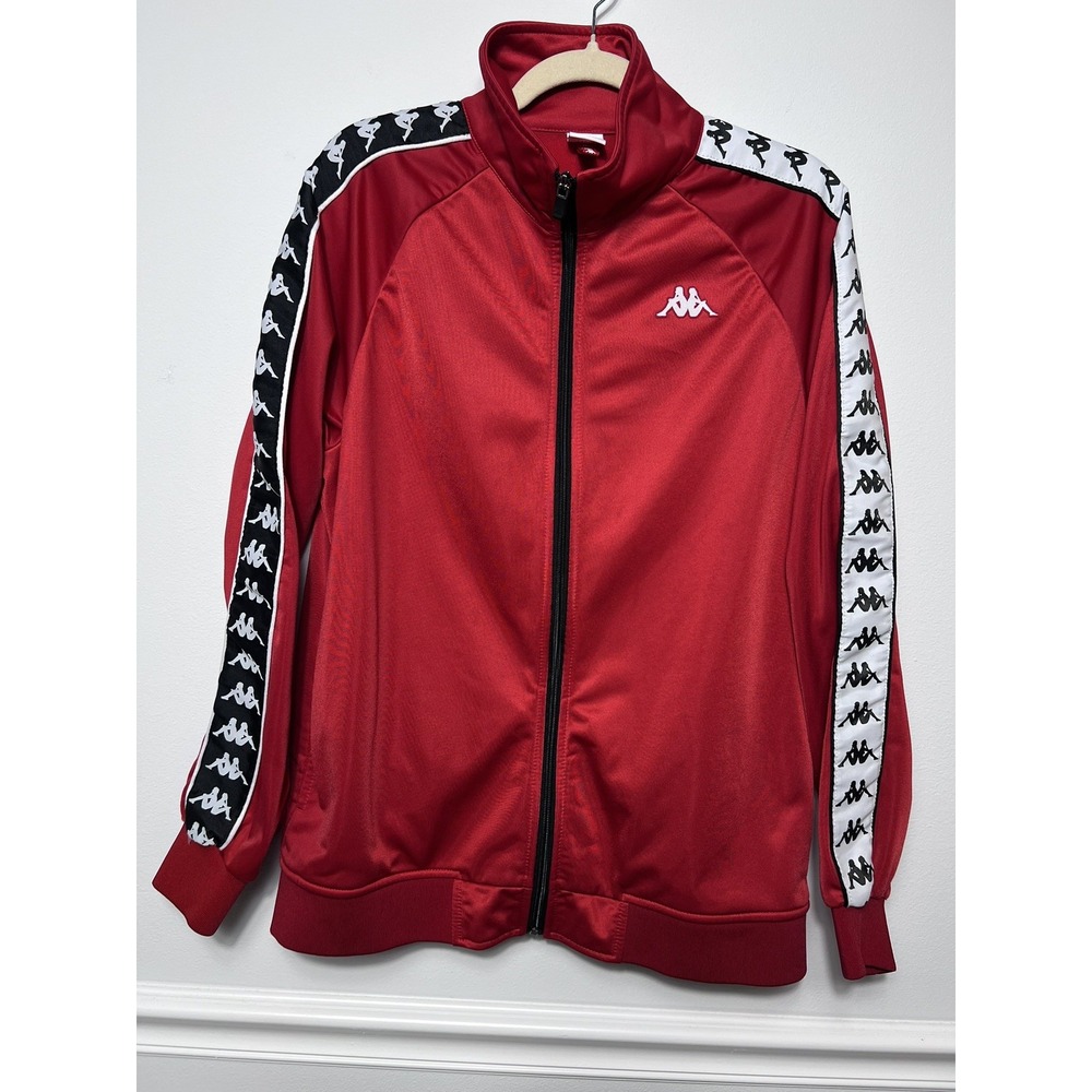 Kappa Men's (L) Red Full Zip Track Jacket-Logo Tape-Retro- Sport-blokecore-EUC